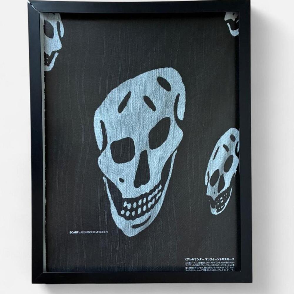 ALEXANDER McQUEEN skull scarf photographed print cutout framed poster 9x11